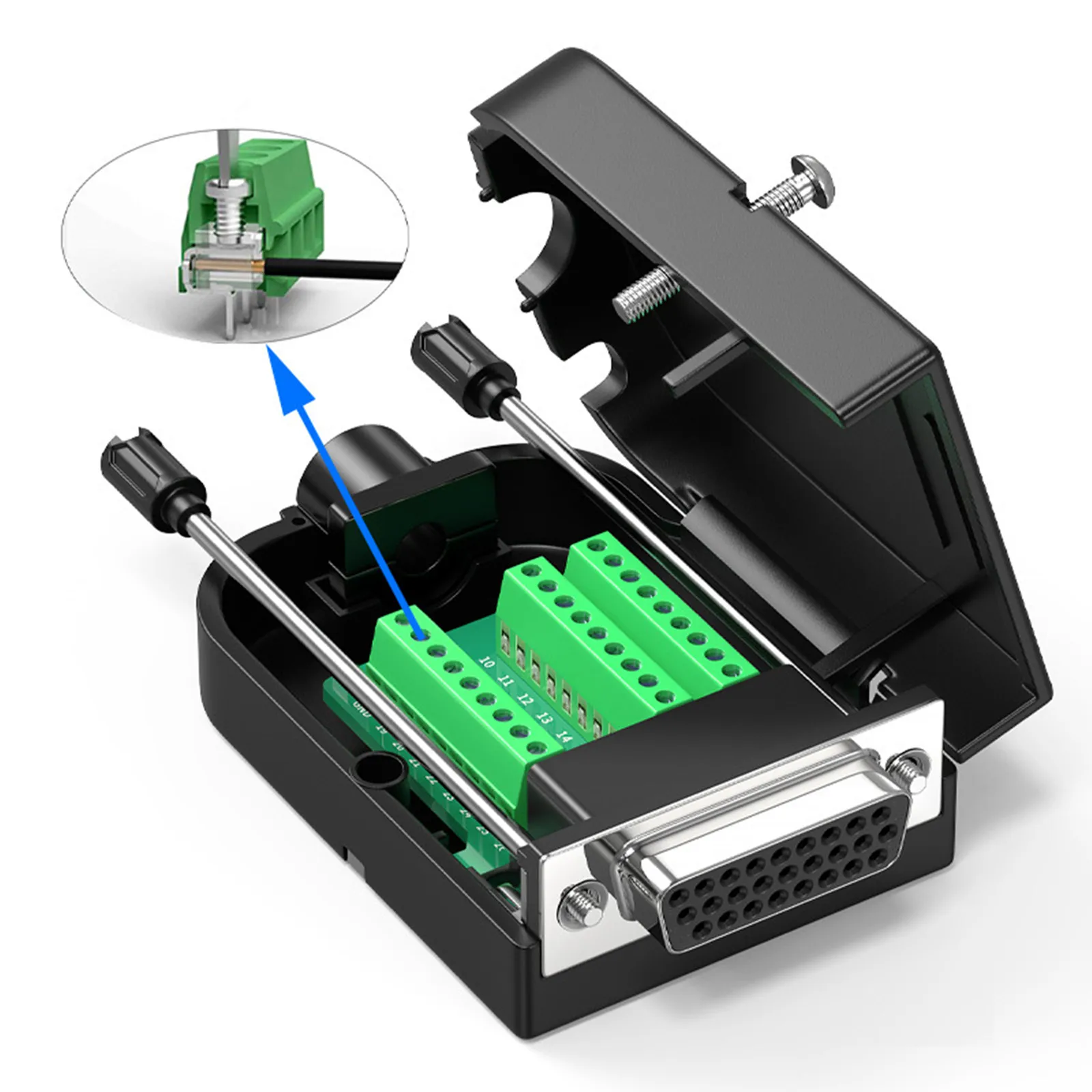 DB26 Male Female Adapter to PCB Terminal Signals Module Board Connector 3 Rows Serial Parallel Port Serial Solder Free Connector