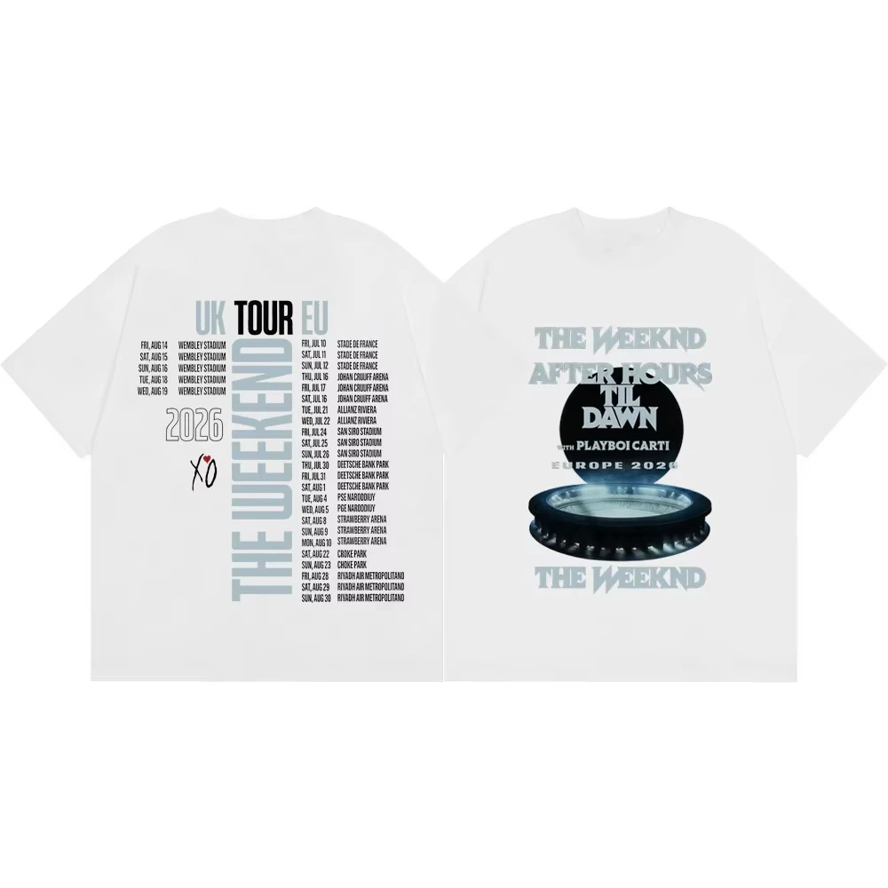 The Weeknd After Hours Til Dawn Tour 2026 Merch T Shirts Fashion Hip Hop Short Sleeve T-shirts Oversized Unisex Trendy Cotton