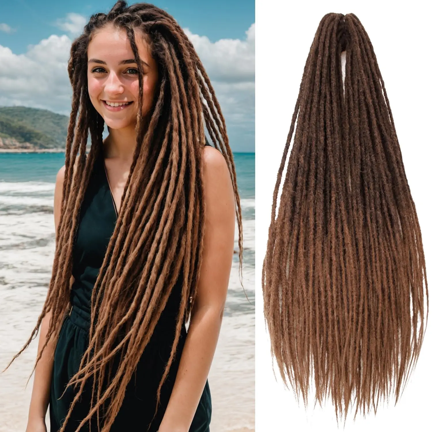 Double Ended Dreadlock Extensions 0.6cm Thin Handmade Soft Synthetic Locs  Hippie Style Crochet Braids for Wome