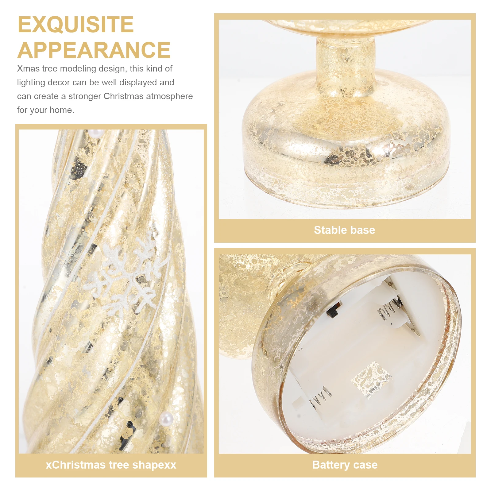 

1Pcs Glowing Xmas Tree Adornment Glass Craft Night Lamp Decorative Light Festival Desktop Decoration Glowing Xmas Ornament