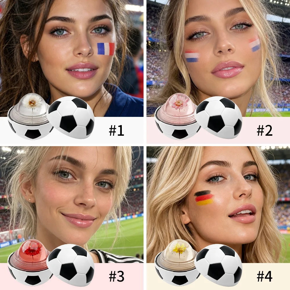 Kick & Glow Soccer Lip Balm Deep Hydrating Repair Soccer Appearance Design Silky Texture Flower Color Changing Lipstick