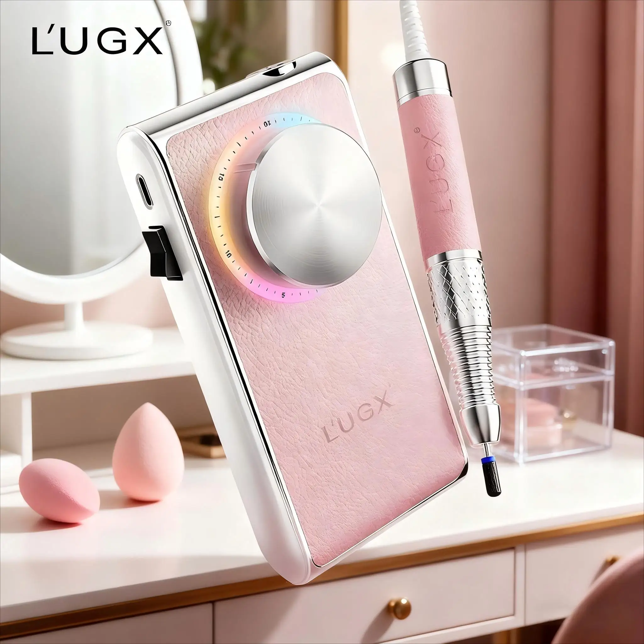 مطحنة صالون الأظافر الصامتة عالية القيمة من LUGX، تصميم كوب مجوف من جلد الضأن الجديد مصنوع من البلاستيك المتين #1