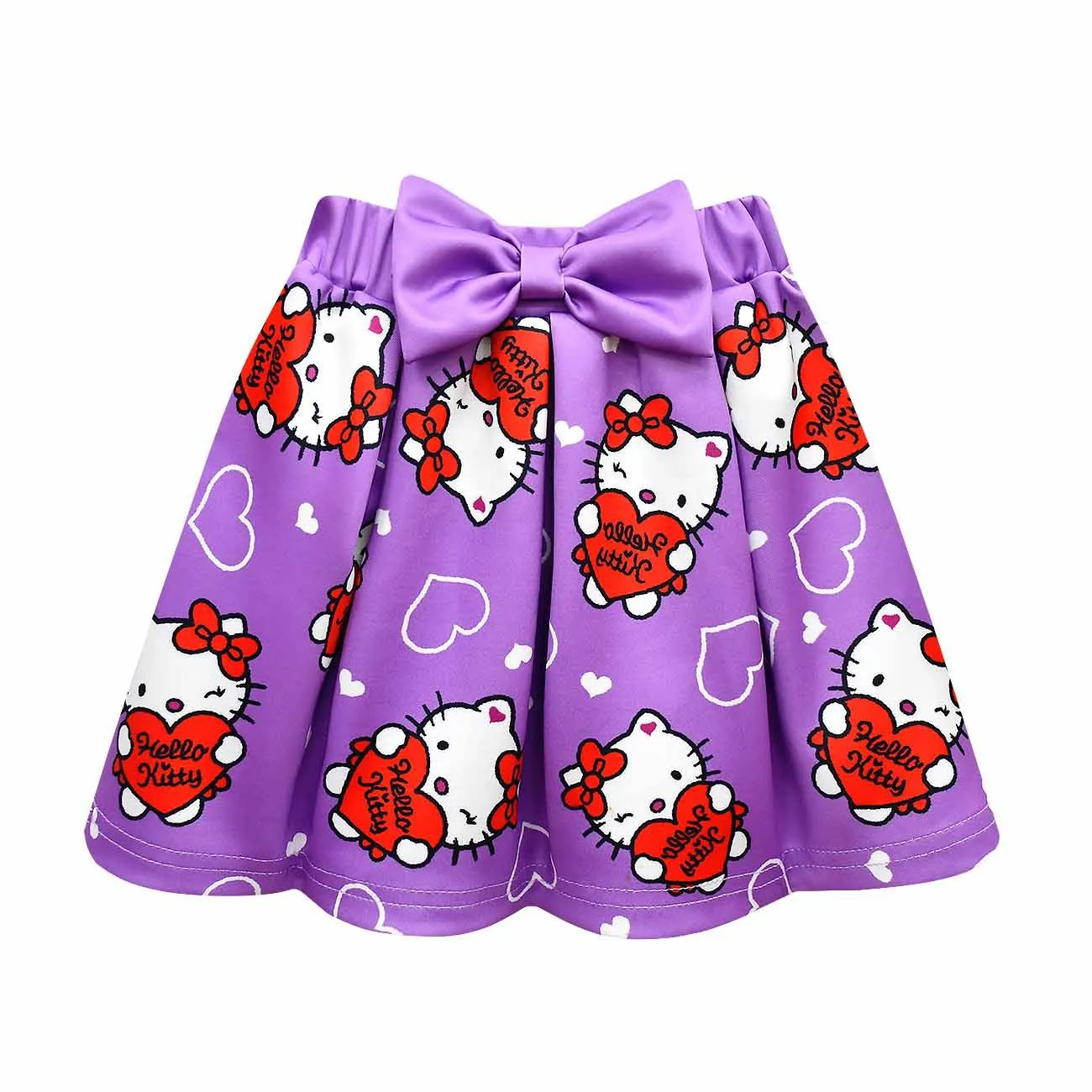 

3-8T Children Girl Hello Kitty Mini Pleated Skirt Summer Kids Girl Bow Tutu Skirt Patry Dancing Casual Clothing