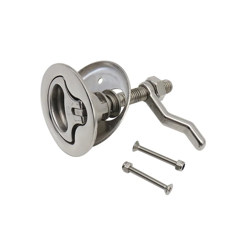 

316 Stainless Steel Marine with Plate Handle Rotary Pull Ring Hatch Door Lock Floor Buckle for Box Deck Hatch