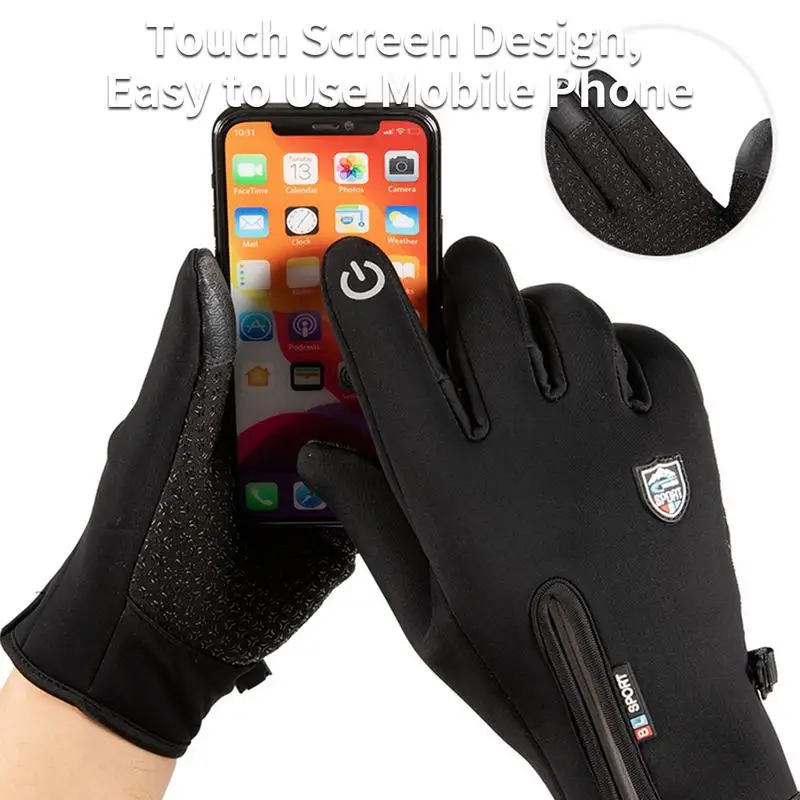 All Finger Gaming Gloves Zipper Winter Glove TouchScreen Glove Cold Weather Warm Gloves Freezer Work Gloves Soft Flannel Lining