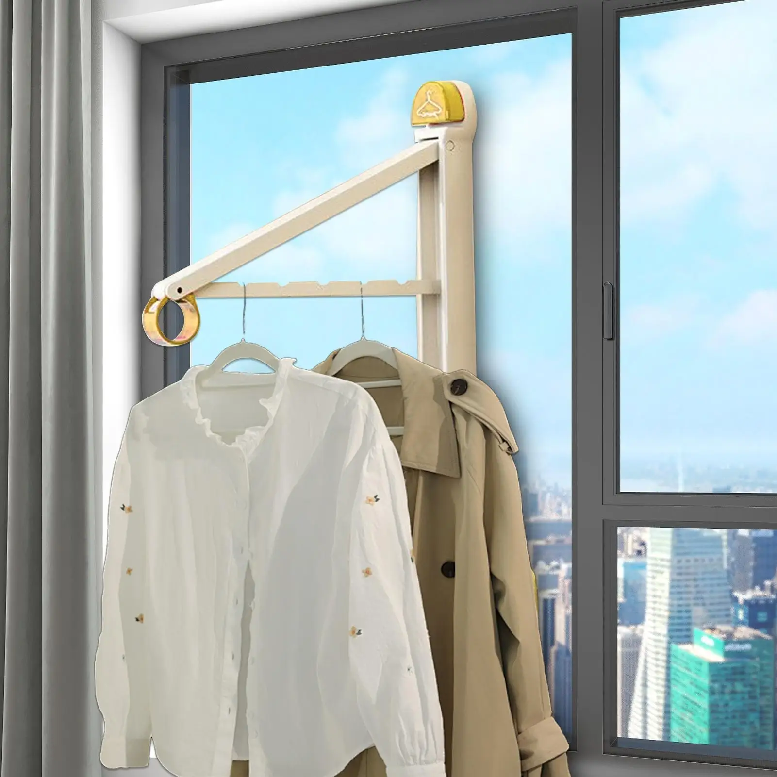 Wall Mounted Clothes Rack Retractable Foldable Suction Drying Rack Garment Hanger For Apartment Basement Closet Hotel Balcony RV