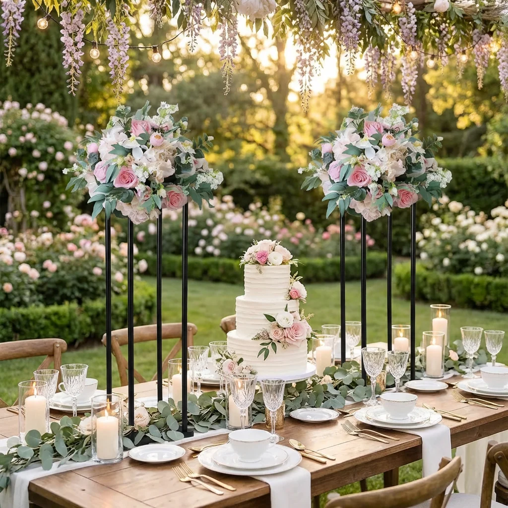 10Pcs Matte Black Metal Flower Stand Square Frame Table Centerpiece Wedding Party Festival Banquet Decorative Accessories