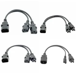 IEC320 C14 C8 To 2X C7 C5 C13 Y Split AC Power Cord, IEC Figure 8 Male To 2 Female 1 In 2 Out AC Power Cable 30cm Black