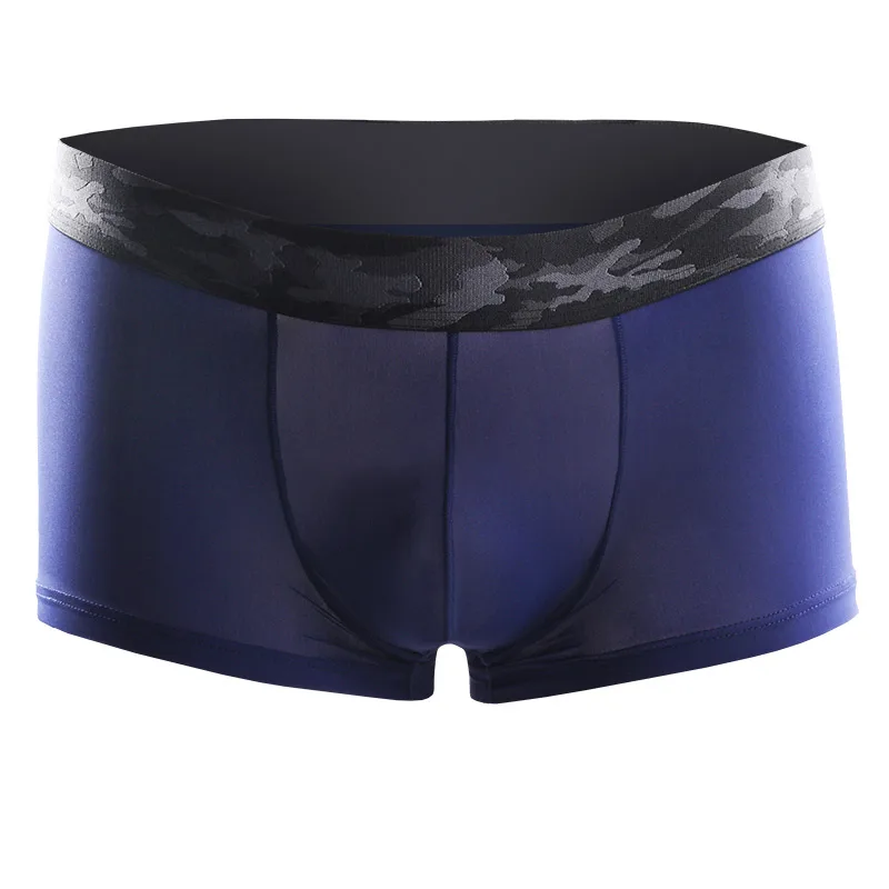 Men's Underwear, Men's Boxer Briefs, Trendy Brand, Ice Silk, Ultra-Thin, Breathable, Stylish, Sexy, Trendy, Youth Boxer Shorts