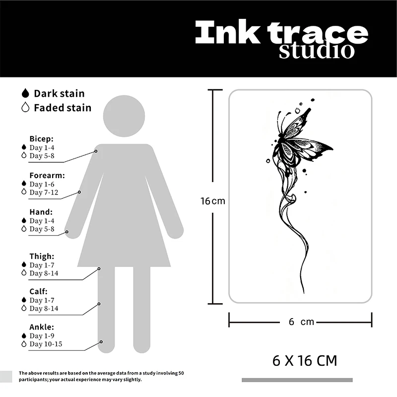 Butterflies in Flight temporary tattoo sticker, waterproof magic tattoo, lasts to 7-15 days fake tattoo, semi permanent tattoo