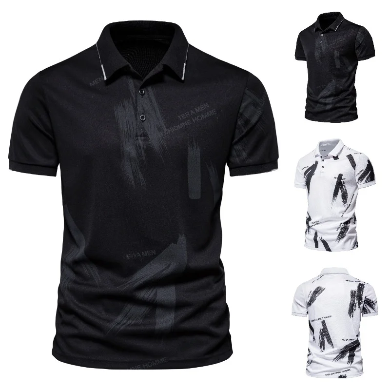European Size Mens Fashion Printed Short Sleeve Shirt 25 Thickened Fleece Lined  Collar Autumn Wear Special Wide Fit