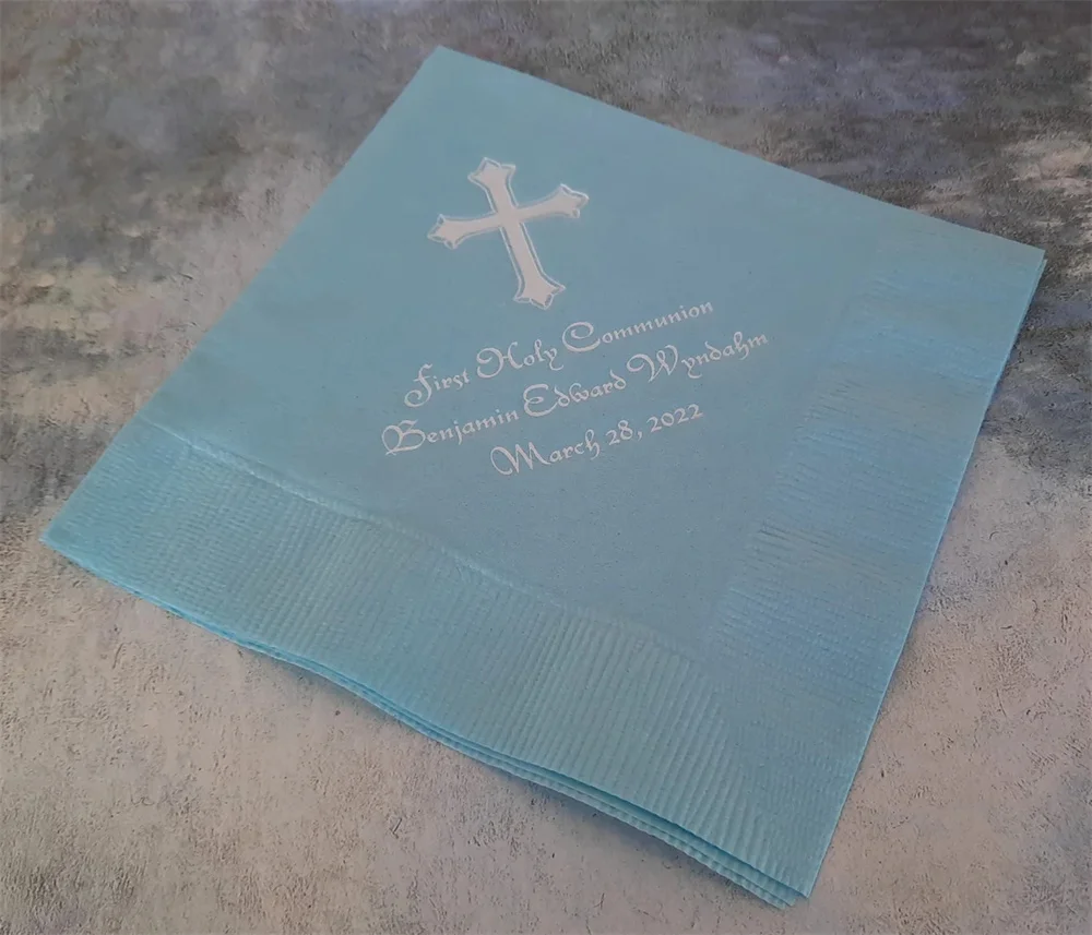 50PCS first communion napkins cross personalized napkins confirmation napkins religious napkins dedication napkins baptism napki