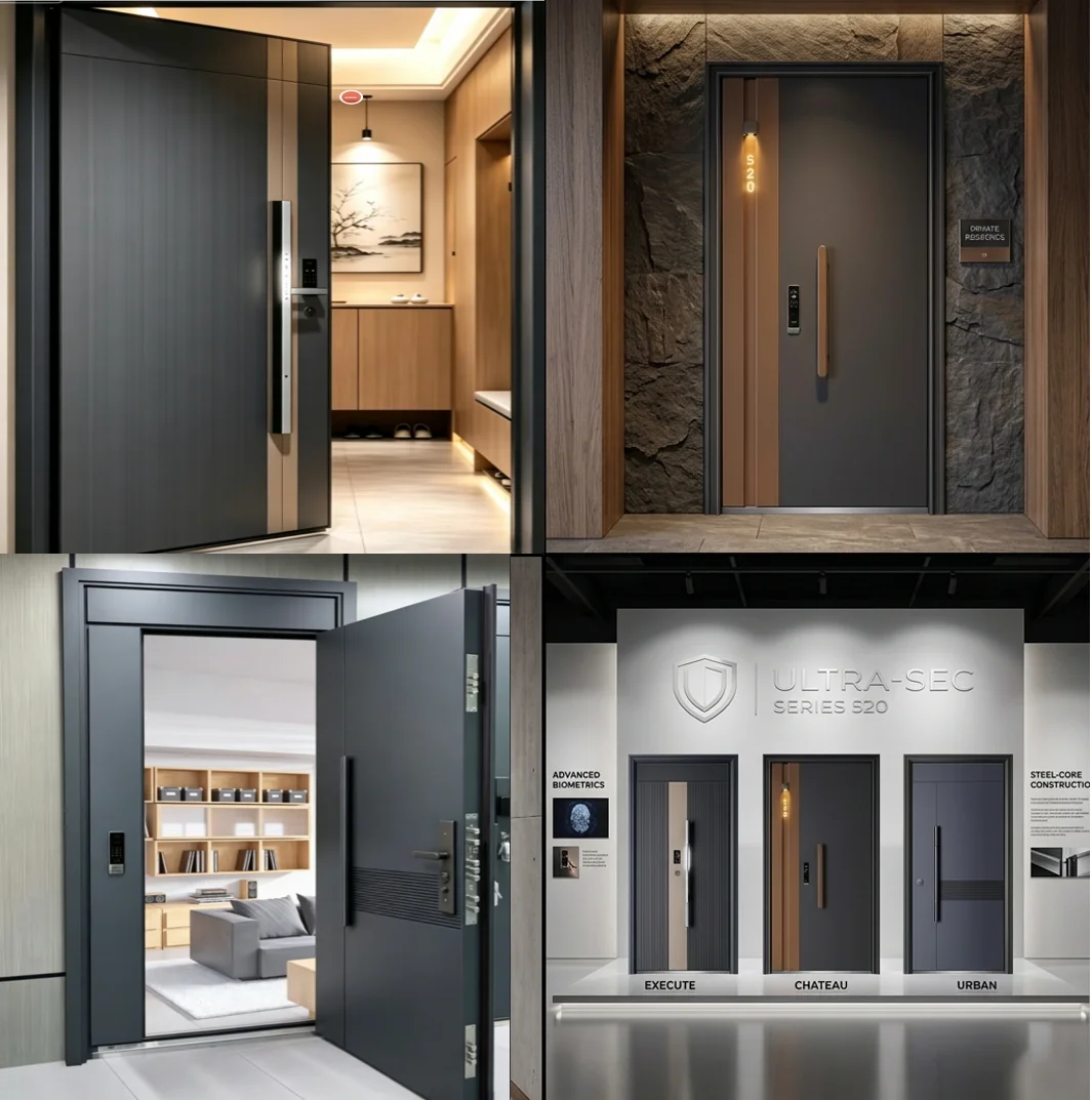 China Factory Exterior Steel Entry Security Door Simple Design Security Steel Door Modern Steel Entrance Door for House