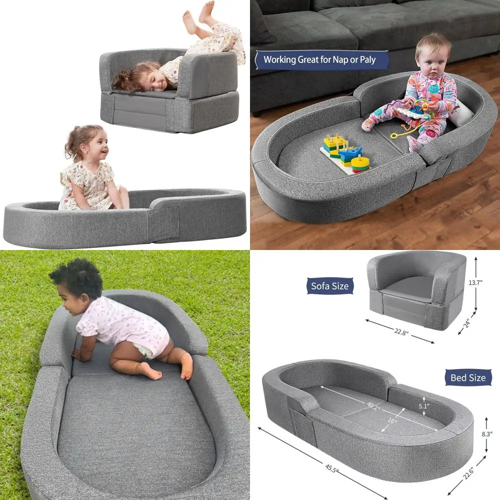 

Portable 2-in-1 Toddler Sofa Bed, Folding Travel Cot for Kids