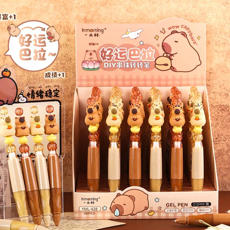 

18pcs/lot Creative Capybara Gel Pen Kawaii 0.5mm Black Ink DIY Signature Pens Promotional Gift Office School Supplies