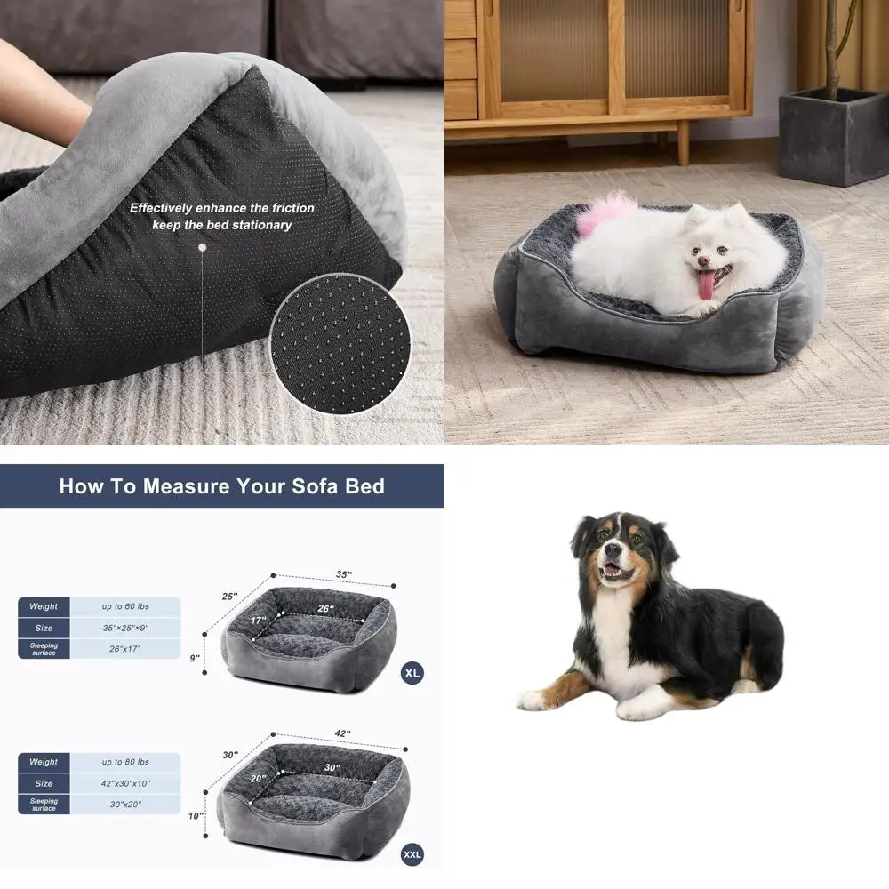 

Orthopedic Washable Dog Bed for All Sizes - Breathable Sofa, Anti-Slip, Calming Pet Bed in Dark Grey