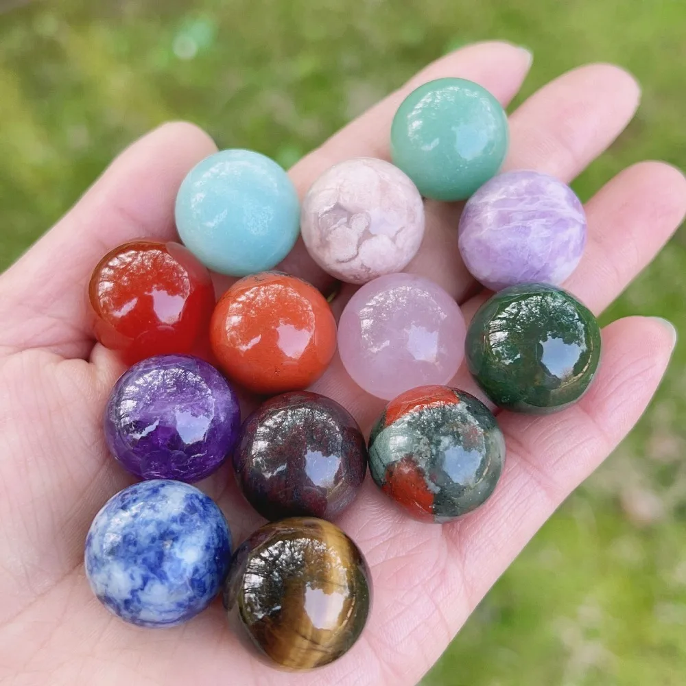 20mm Assorted Mini Natural Quartz Sphere Collection Polished Crystal Ball Bead for Witchcraft Meditation Reiki Balancing Decor