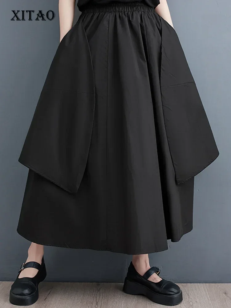 

XITAO Casual Irregular Skirt Fashion Patchwork Loose Appear Thin Women Spring New Arrival Solid Color All-match Skirt HQQ1466