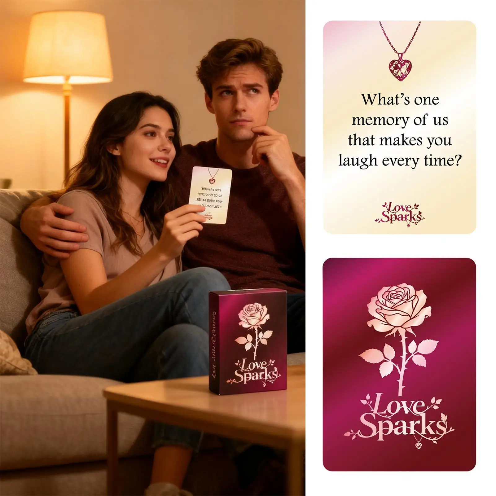 เกมคู่รักสำหรับคืนเดท ชุดการ์ดสนทนาแบบอินเทอร์แอคทีฟ 50 ใบ สำหรับคู่รักผู้ใหญ่ สำหรับเล่นในห้องนอน