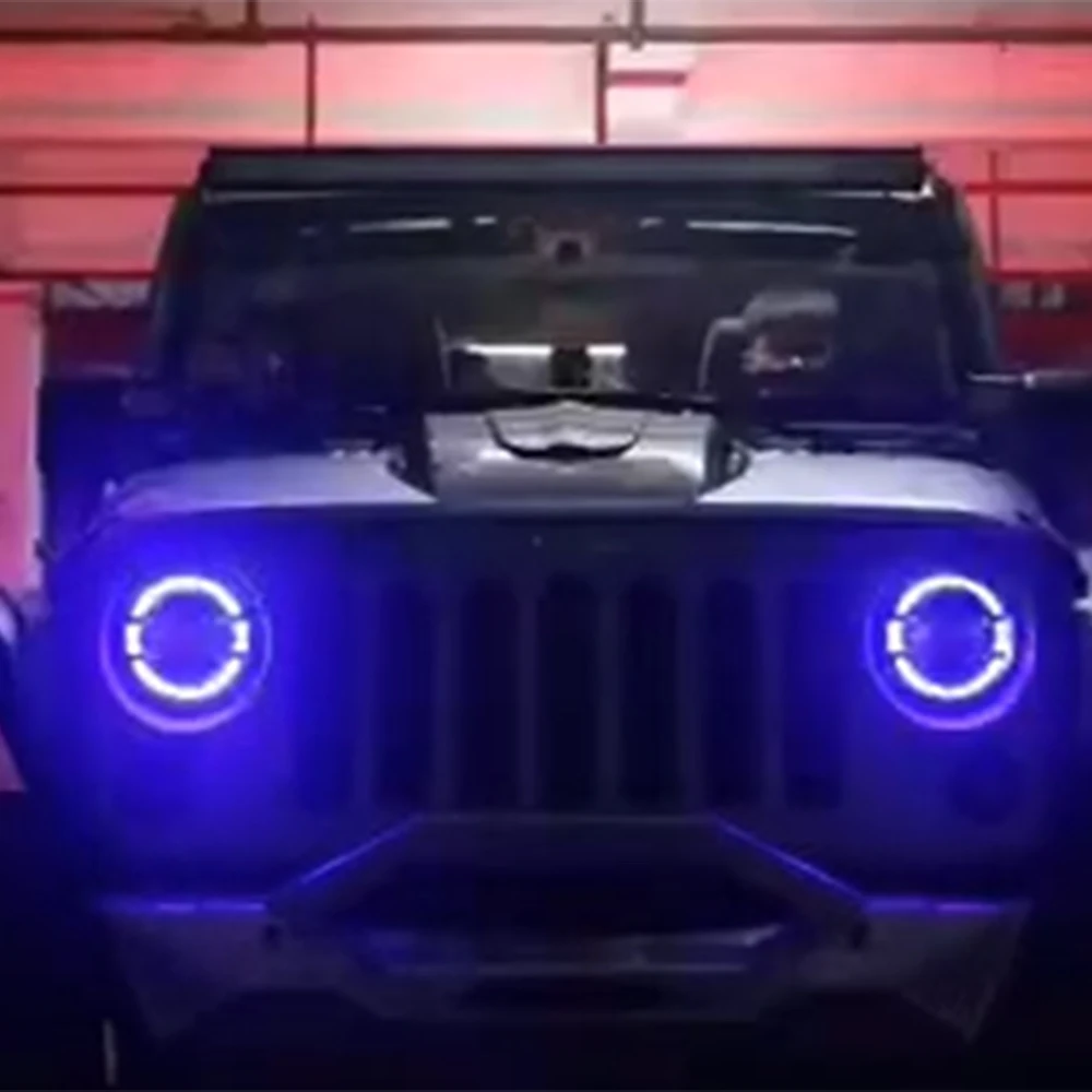 SXMA J322 7-inch LED Headlight Round Head Lamp Aluminum Alloy Headlights with Hi/Lo Beam for Jeep for Wrangler JK07-17