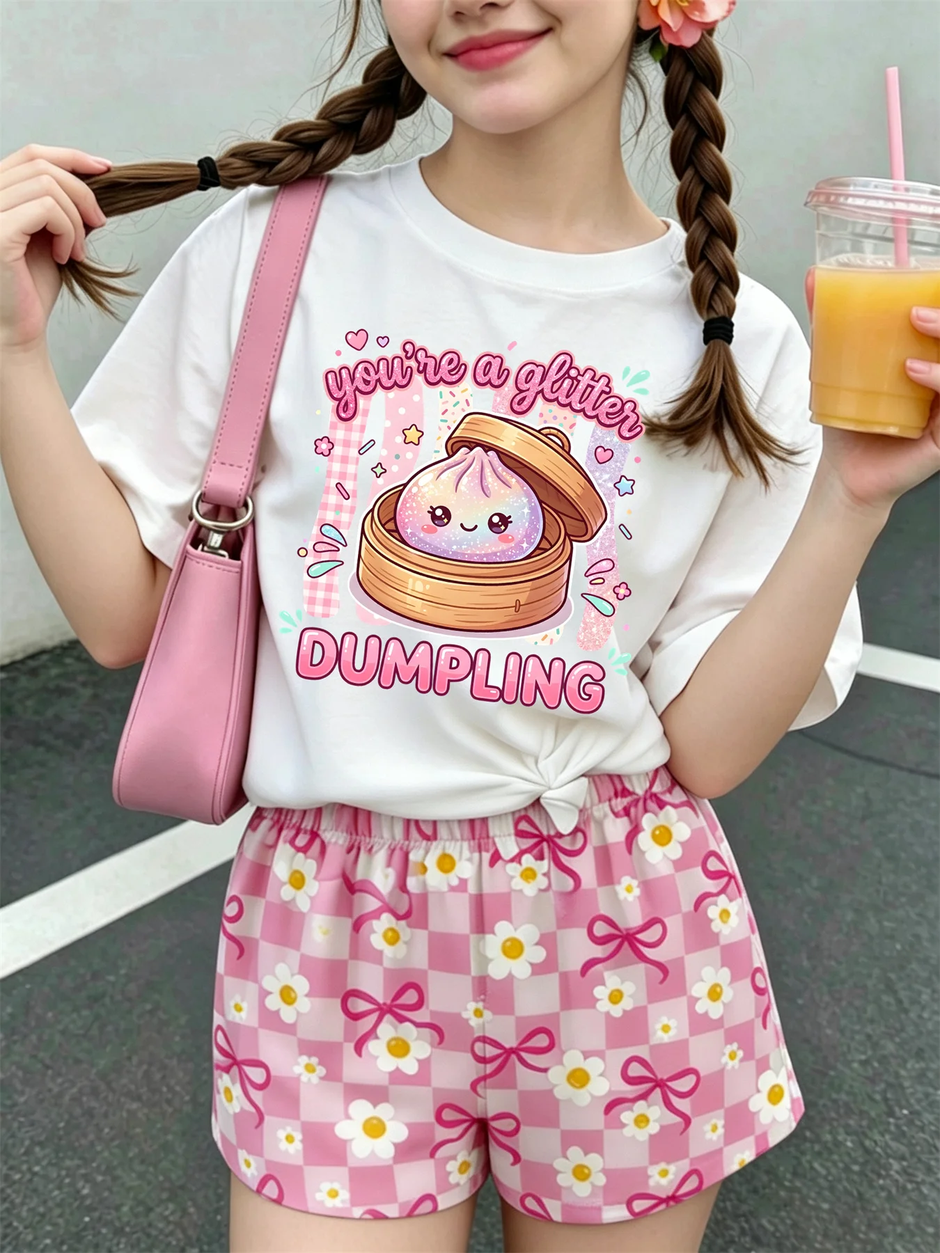 Kids Toys Dumplings - Girls 2Pcs Set Cartoon Dumpling Graphic