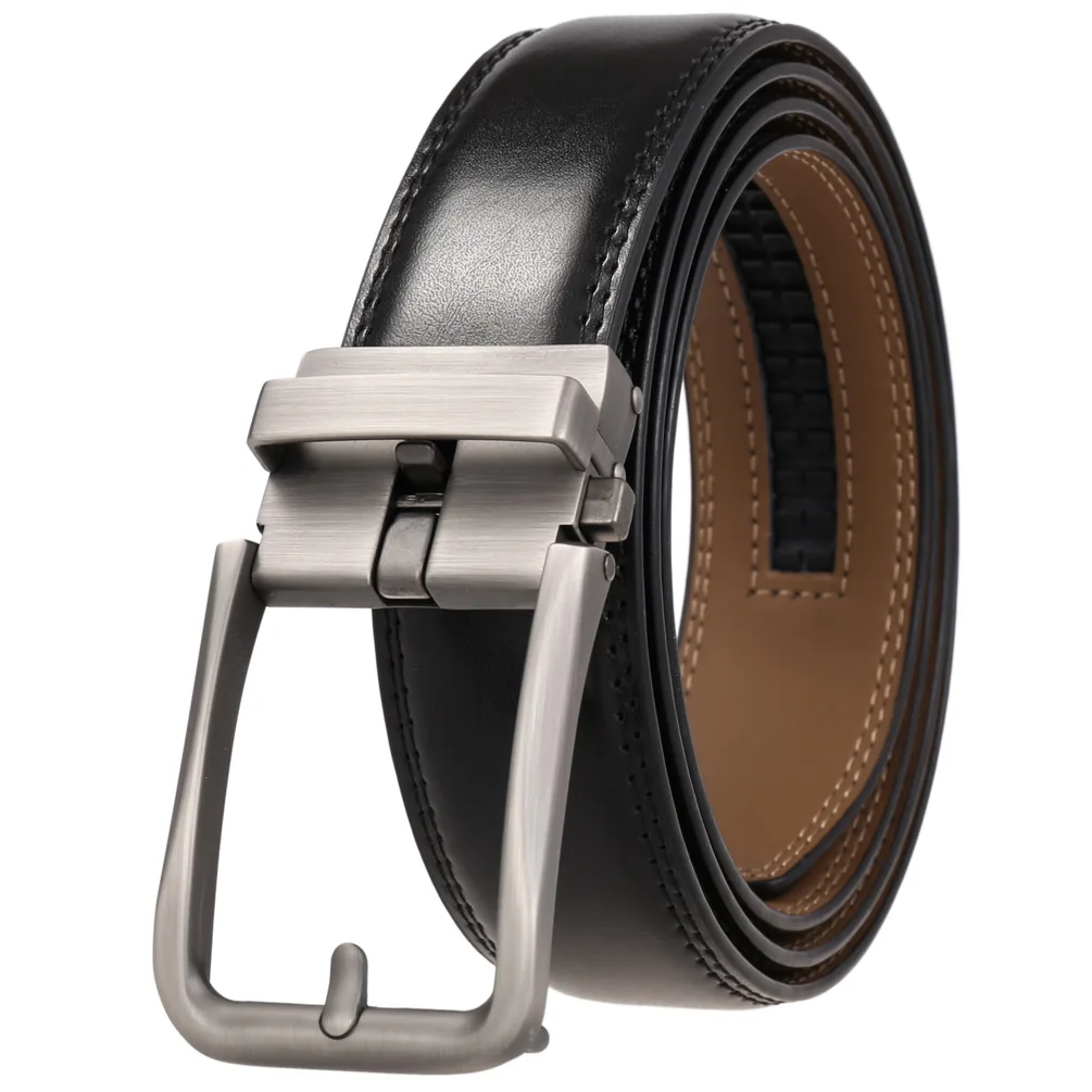 90-130cm Luxury 3.5cm Width Cowhide Leather Mens Ratchet Belt Belts For Men Adjustable Automatic Buckle Mens Business Belt