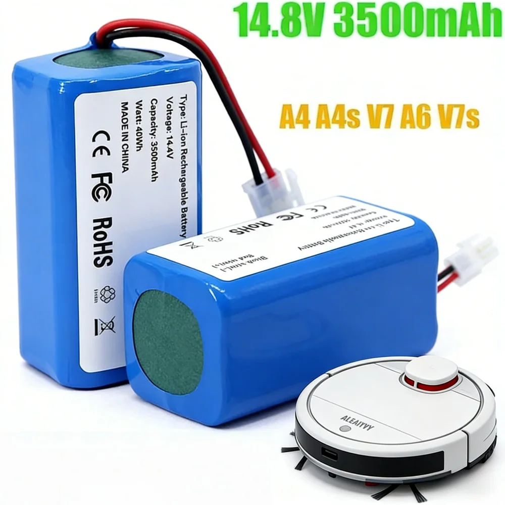 

Rechargeable Lithium Battery 14.4V 3500mah For ILIFE A4s A6 V7s Plus A9s W400 Robot Vacuum Cleaner INR18650 M26-4S1P Batteries
