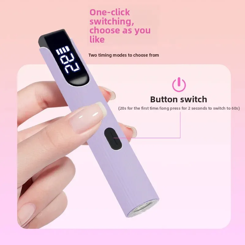 Handheld nail light with screen display charging light therapy light quick drying without black hand curing UV mini