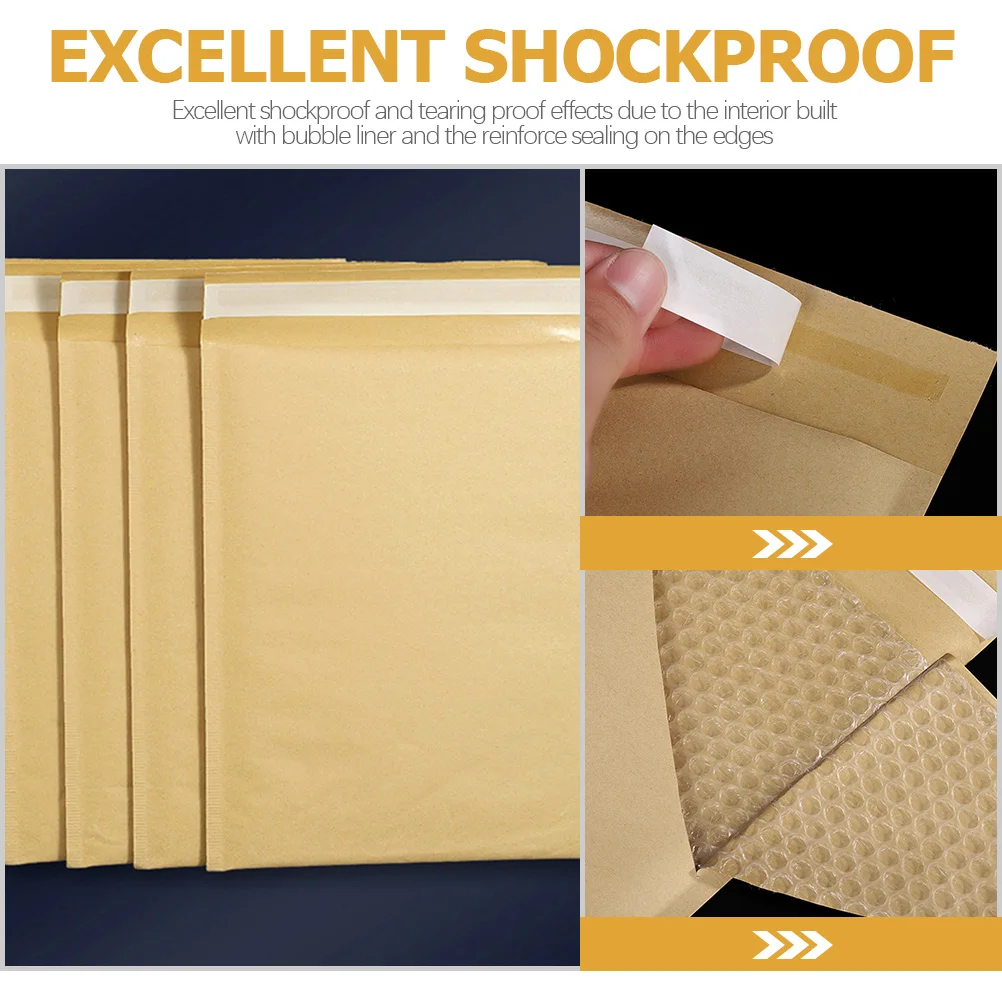 25Pcs Bubble Mailer for Shipping Kraft Paper Envelopes Shockproof Self Sealing Lightweight Protection for Glass Decorations