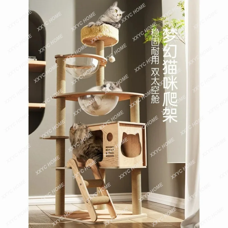 XX Integrated small apartment cat nest universal cat scratching board sisal column space capsule Tongtian column