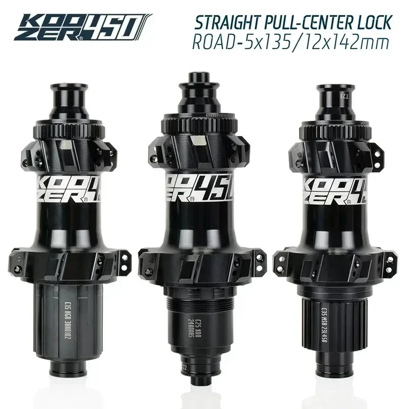 

Koozer 450 28H Center Lock/Straight Pull Road hub 5x135/12x142 QR/THRU CR-MO Steel Axle for HGR/XDR/MSR 11/12Speed Road Bike Hub