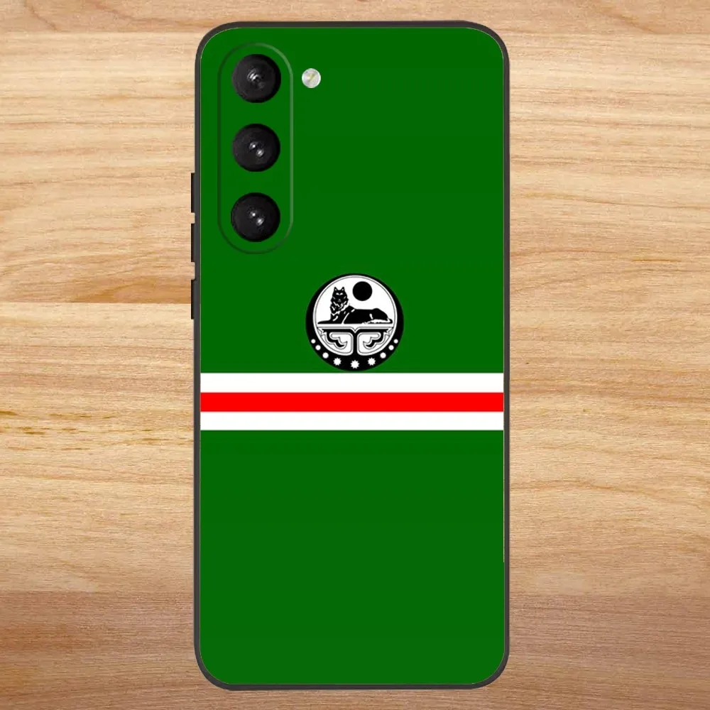 C-Chechen National Flag Phone Case For Samsung S23,23,22,30,21,10,9,Note20 Ultra,Lite,Ultra,5G,Plus,FE,Black Soft Case