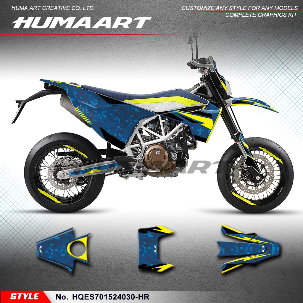 

HUMAART Sticker MX полный виниловый Custom графическая наклейка Kit для Husqvarna Enduro Supermoto 701 2015-2024, HQES701524030-HR