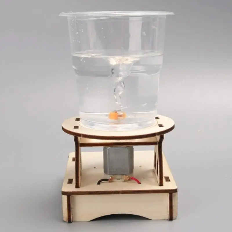 Hot 1Set Water  Swirl Maker Wooden Puzzle Novelty Science Experiment Project Gifts For Children DIY Electric Science Toys