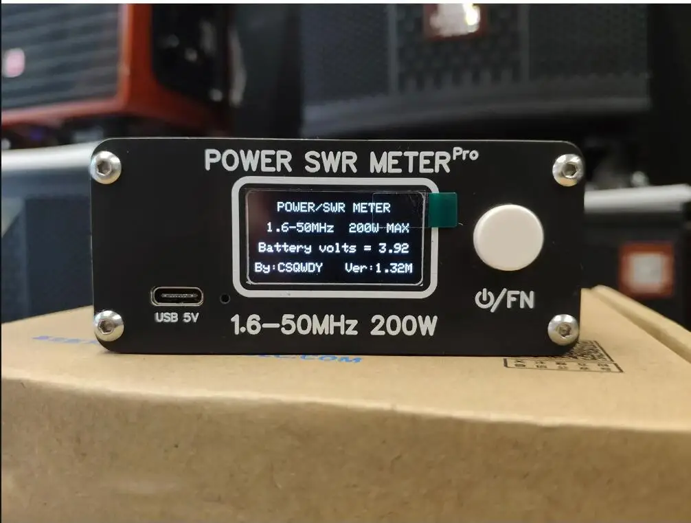 1.6-50MHz 0.5W-200W HF Shortwave Power SWR Meter Pro HF PWR SWR Meter with 1.29 Inch OLED + 50 hours Battery