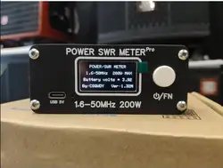 1.6-50MHz 0.5W-200W  HF Shortwave  Power SWR Meter Pro HF PWR SWR Meter with 1.29 Inch OLED + 50 hours Battery