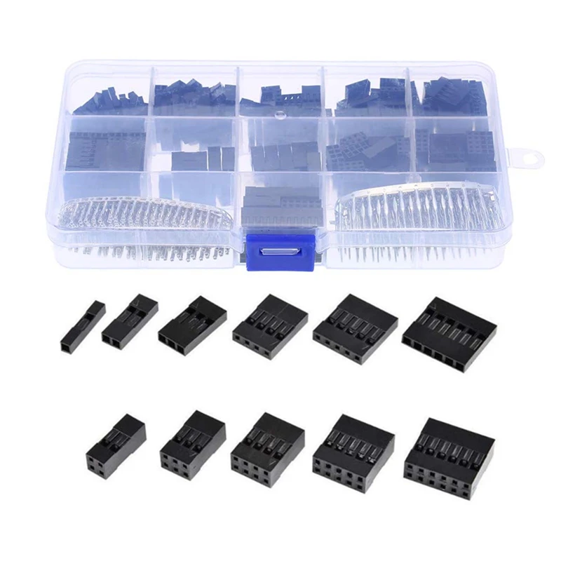 620pcs Dupont Connector 2.54mm,Dupont Cable Jumper Wire Pin Header Housing Kit,Male Crimp Pins+Female Pin Terminal Connector