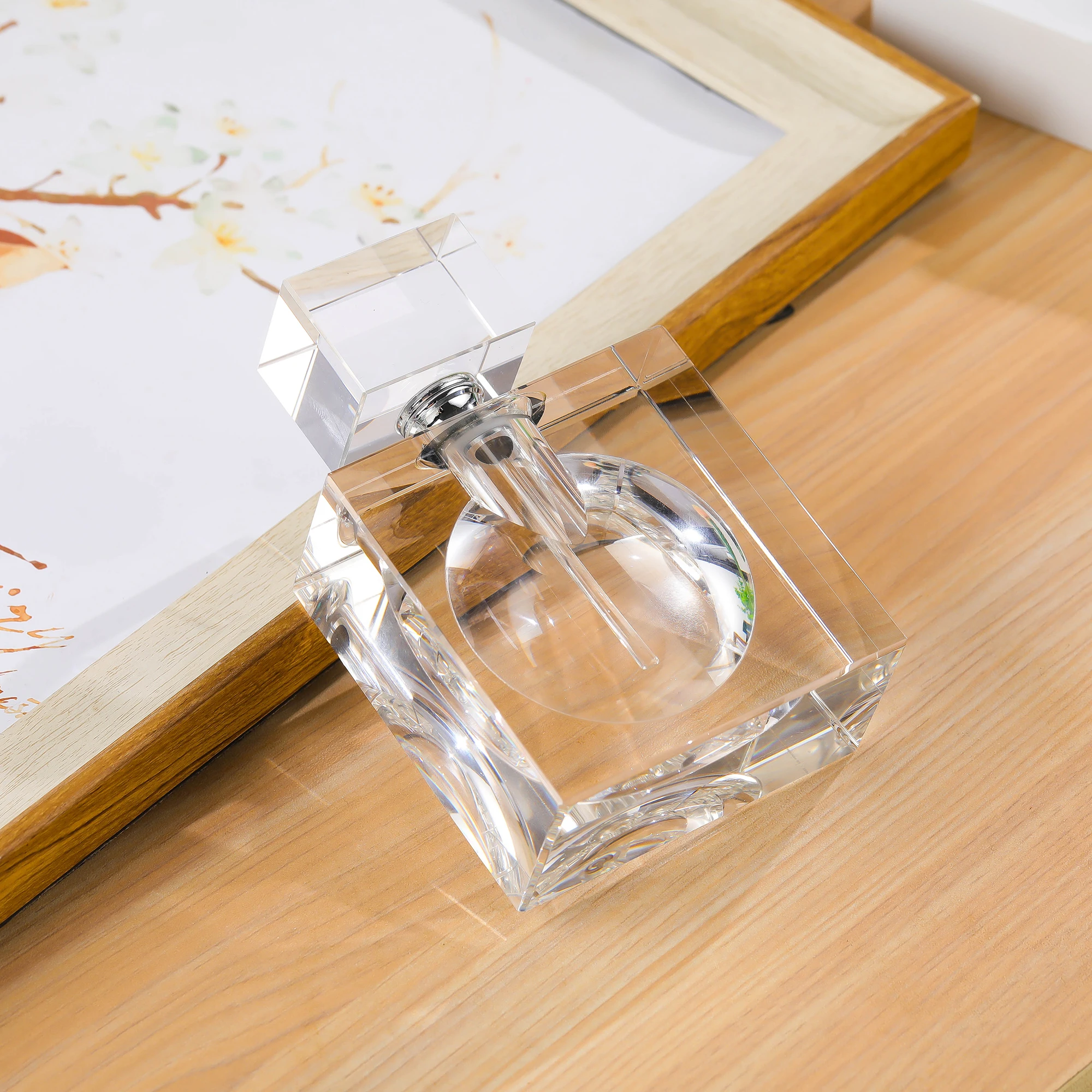 20ml High Volume Crystal Square Perfume Bottle With a Glass Rod Manual Painting Crystal Parfume Bottles Home Decoration Gifts