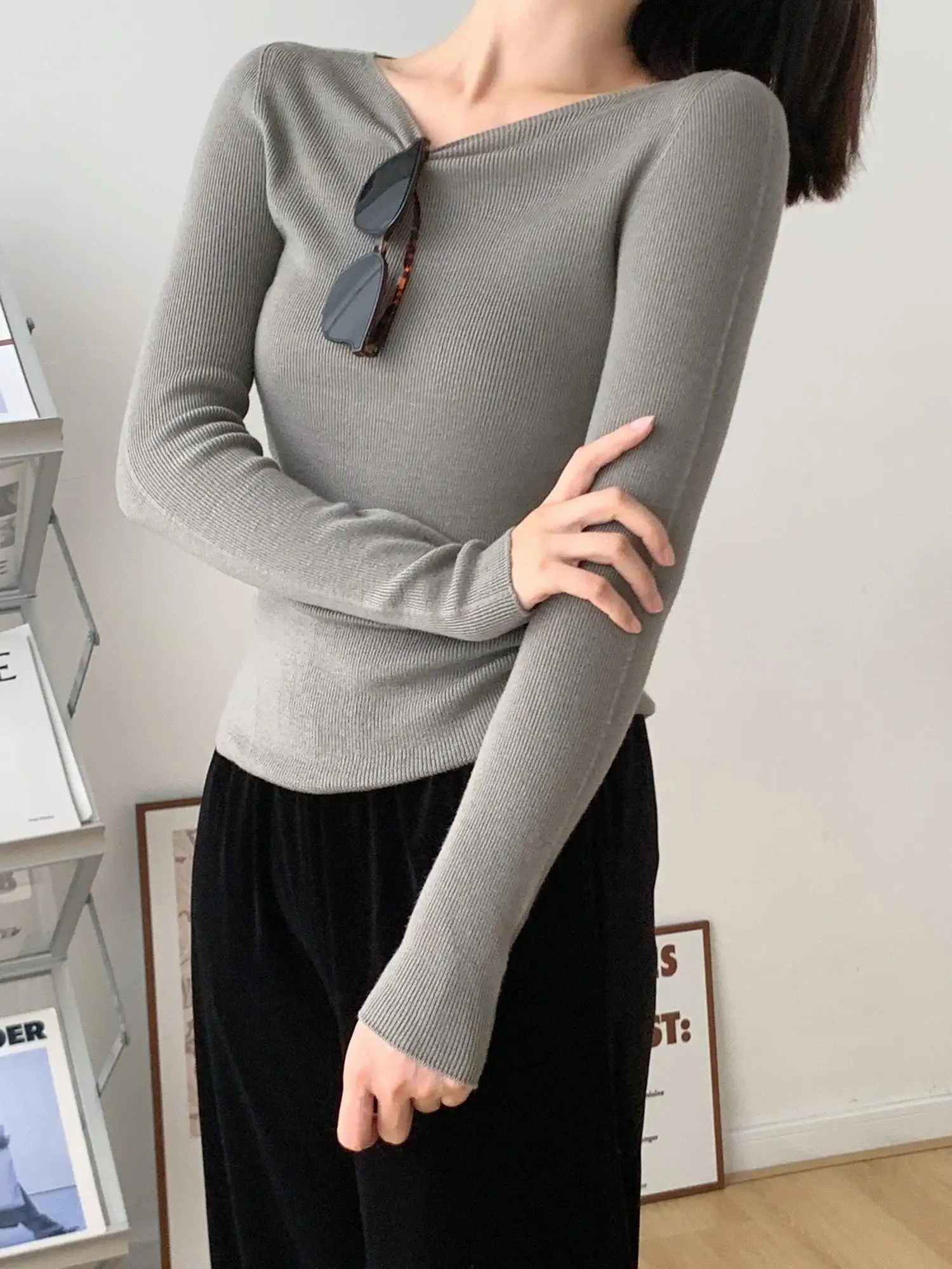 

Aree Home hine Waable Easy Care Lightweight Full Wool One oulder Soft Warm Woolen Sweater Women's Slim Fit Long Sve