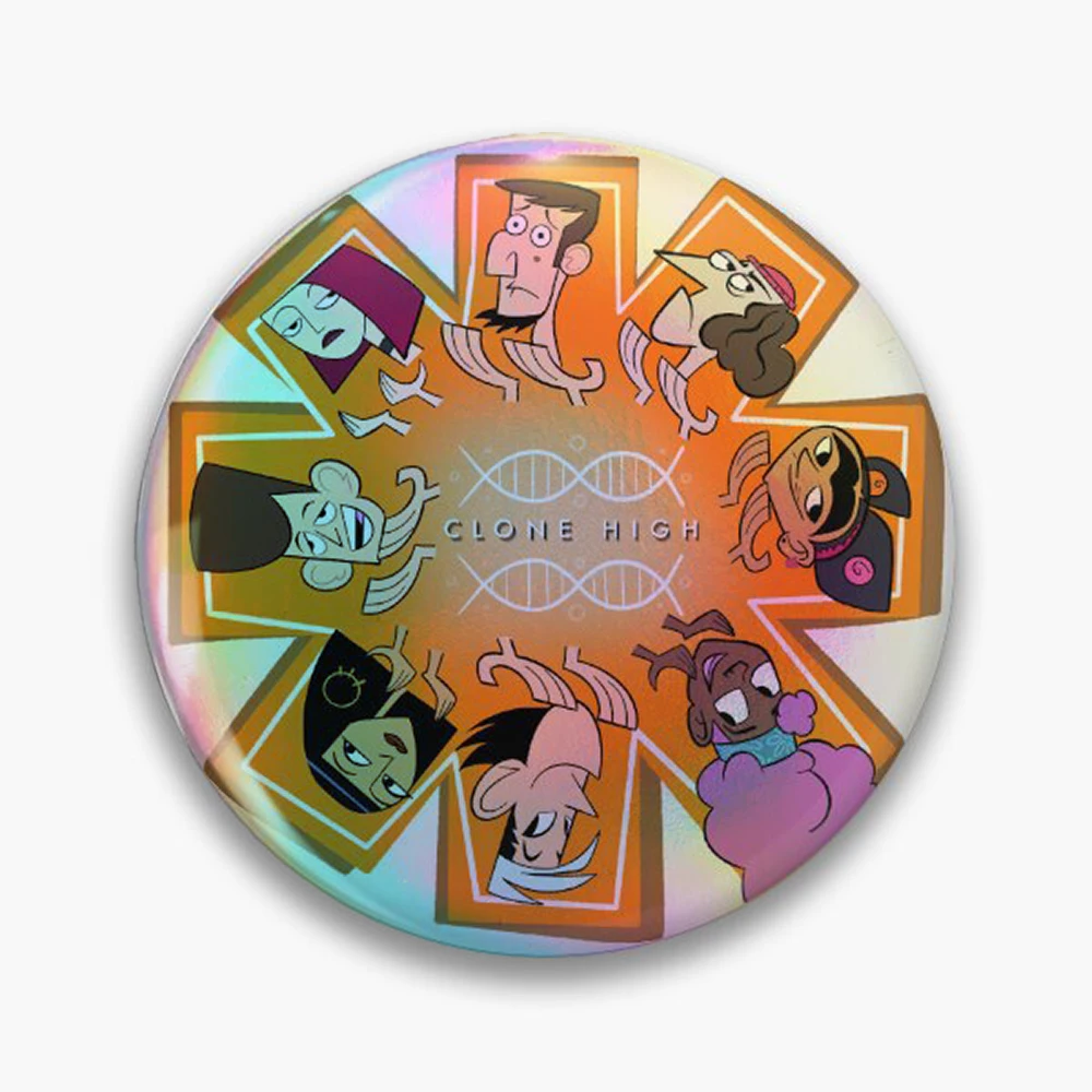 Clone High “ Sincerity Circle “ Pin Holographic Star Heart Pin Brooches Laminated Button Fashion Accessory