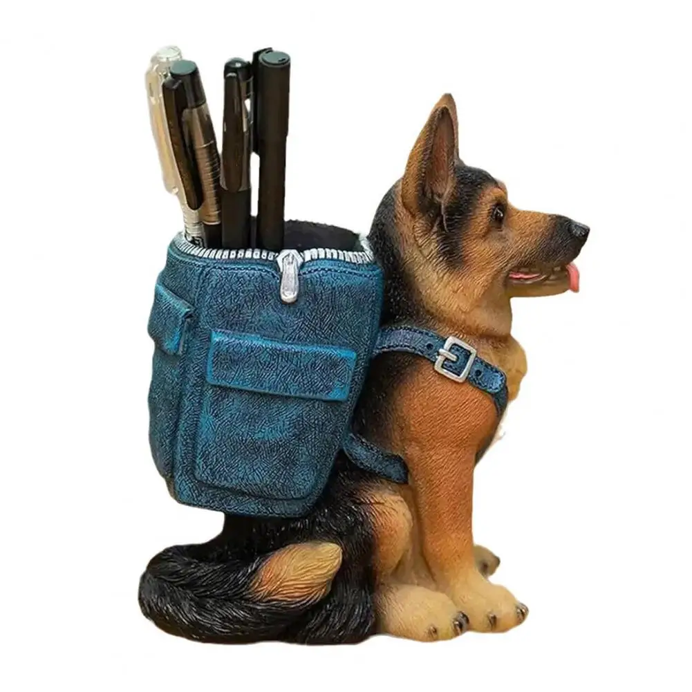 Artistic Pencil Organizer Shepherd Dog Pen Holder Desk Organizer for Office Decor Pencil Cup for Desktop Unique Desk Accessories