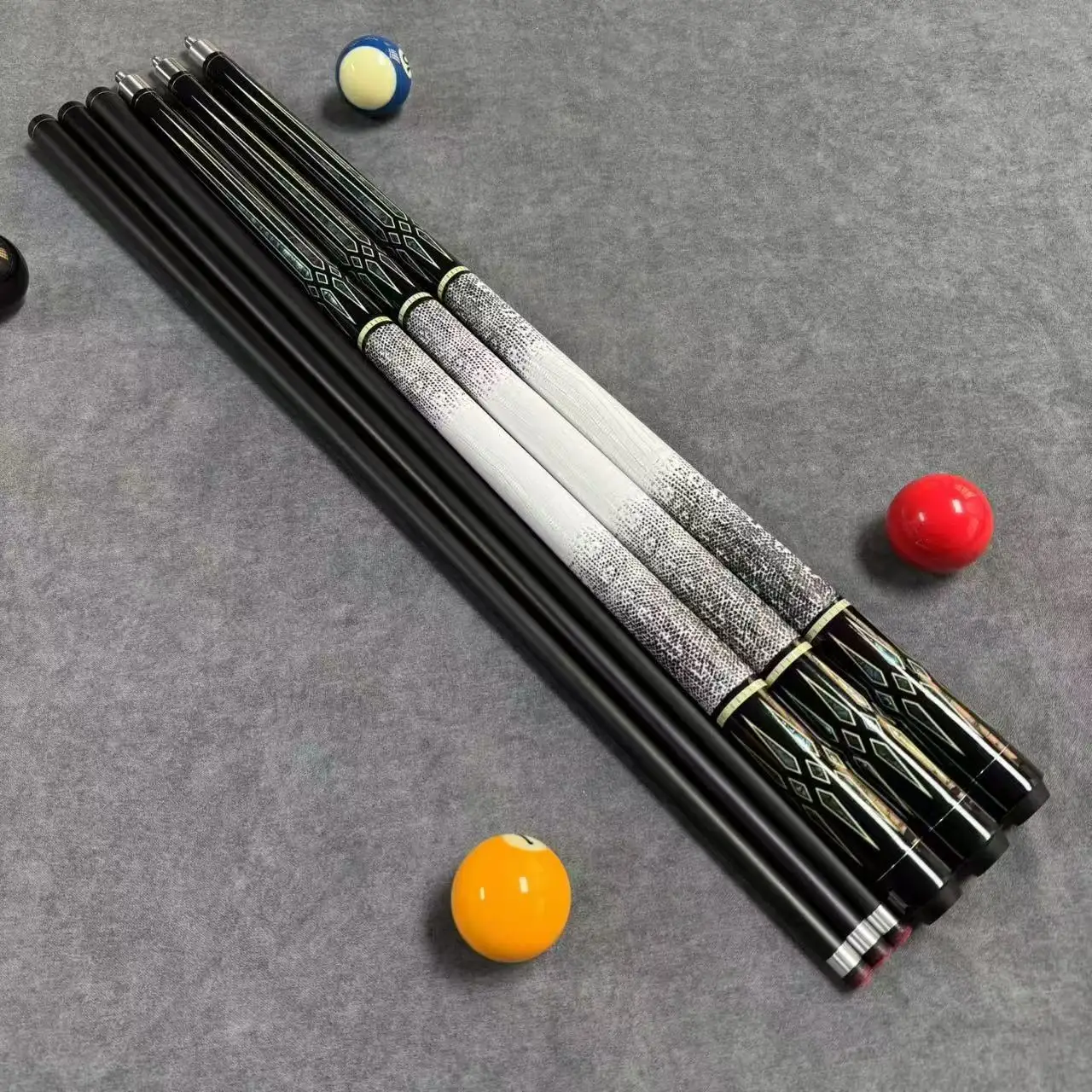 

Original Manufacturer 1/2-piece 13mm Carbon Fiber Pool Cue with Fiberglass Shaft, Stainless Steel Joint, and Maple Wood.