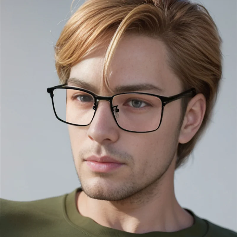 High Quality Ultralight Pure Titanium Men's Glasses Frame Vintage Business Large Square Frame Customized Prescription Glasses
