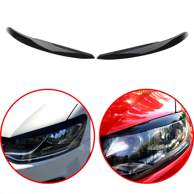 

2Pcs Glossy Black Car Headlight Lamp Eyebrow Eyelid Trim Cover For VW Polo Mk5 6R 6C 2010 2011 2012 2013 2014 2015 2016 2017