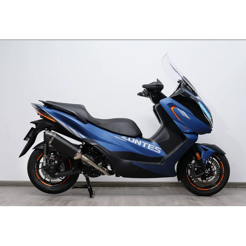 Suitable for ZONTES 368G 368E exhaust system modification: full stainless steel front section and AK carbon fiber rear section.