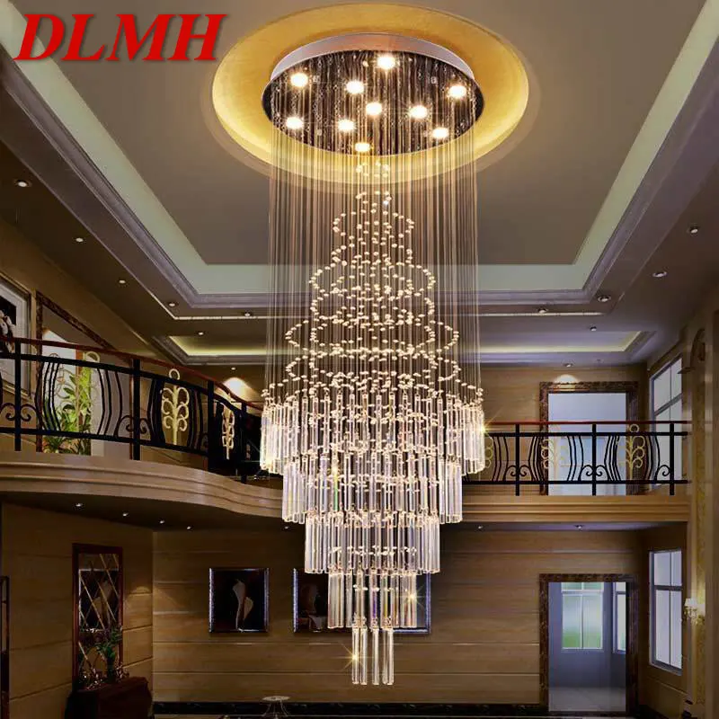 

DLMH Modern Crystal Pendant Lamp LED Creative Luxury Chandelier for Home Living Room Villa Staircase Hanging Light