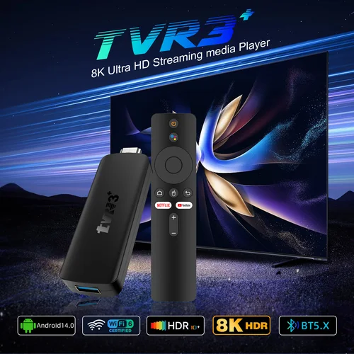 Imagen 2 del producto RK3518 TV Stick Android 14.0 Rockchip Quad Core Interfaz de usuario dual 4K HDR Wifi6 BT5.0+ Asistente de voz Reproductor multimedia Smart TV Box