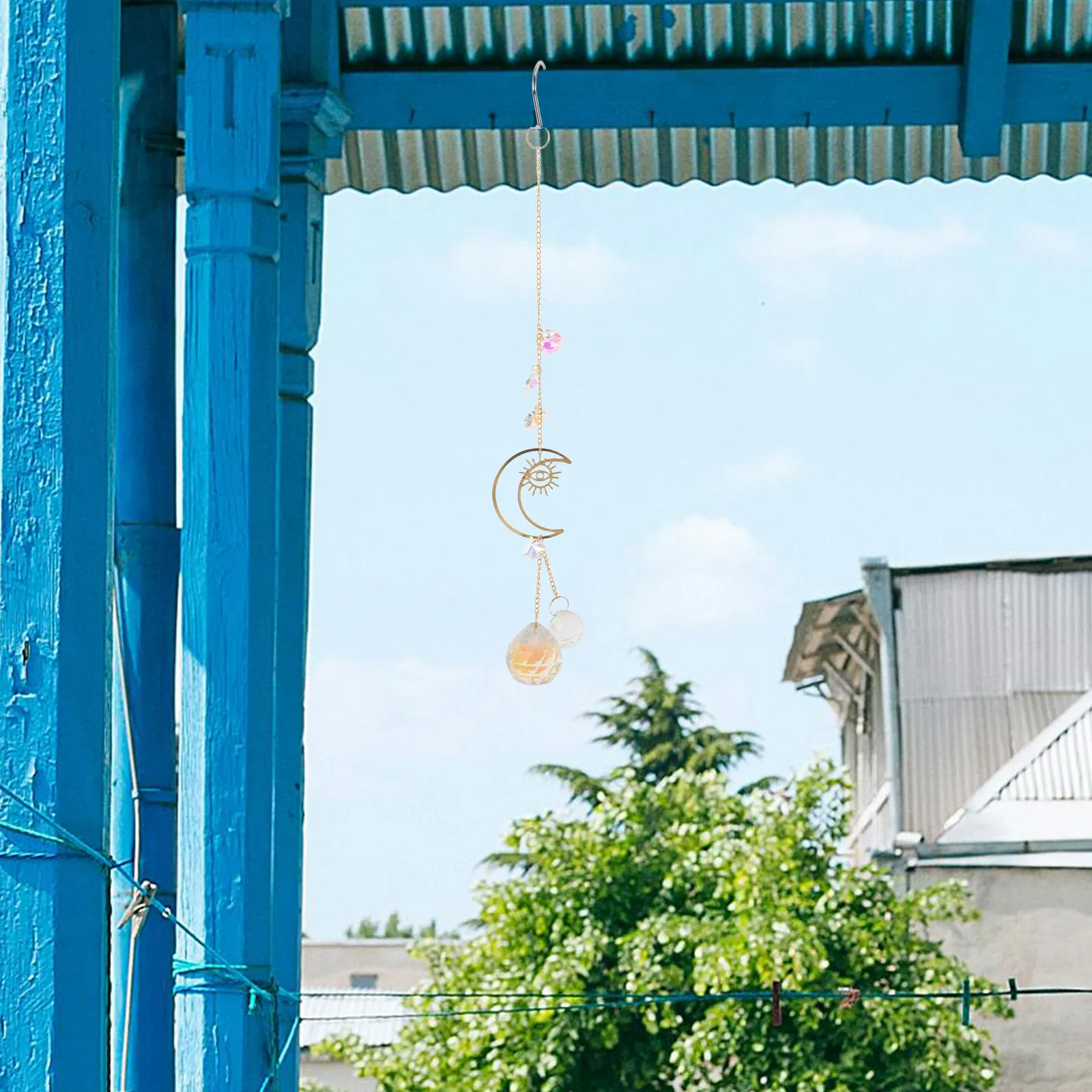 

Crystal Moon Sun Catcher Hanging Ornament Elegant Garden Patio Home Decor Rainbow Maker Prism Window Crystal Pendant