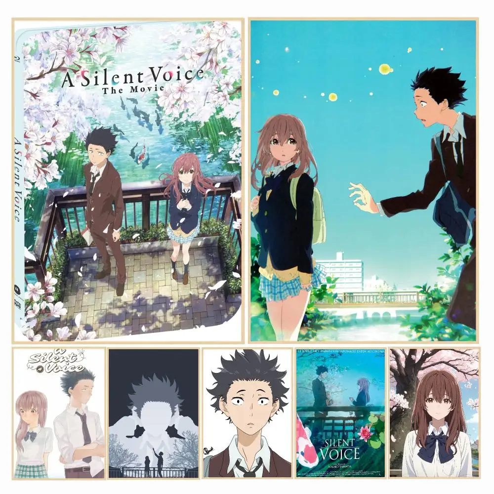 anime A-A Silent Voice-E Poster Decorative Wall Art Sticker for Cafe Office Bedroom and Living Room