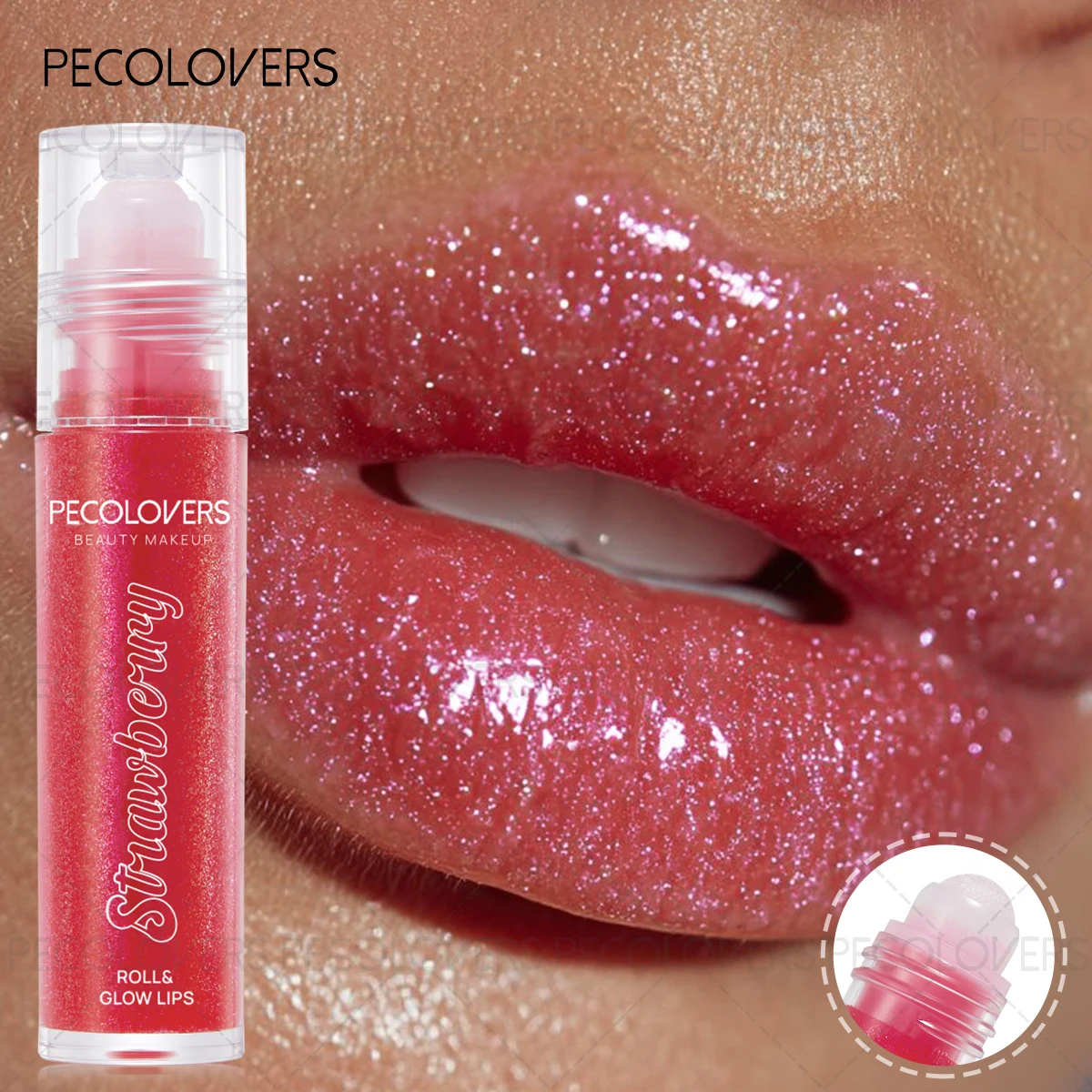 1PC Shimmer Moisturizing Lip Oil Long-Lasting Non-Sticky Lip Gloss Sweatproof Formula Pinkish-Shimmer Lip Gloss for Everyday